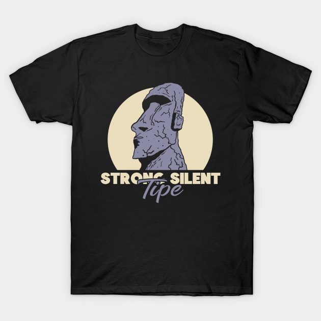 Strong Silent Moai T-Shirt by nickbeta